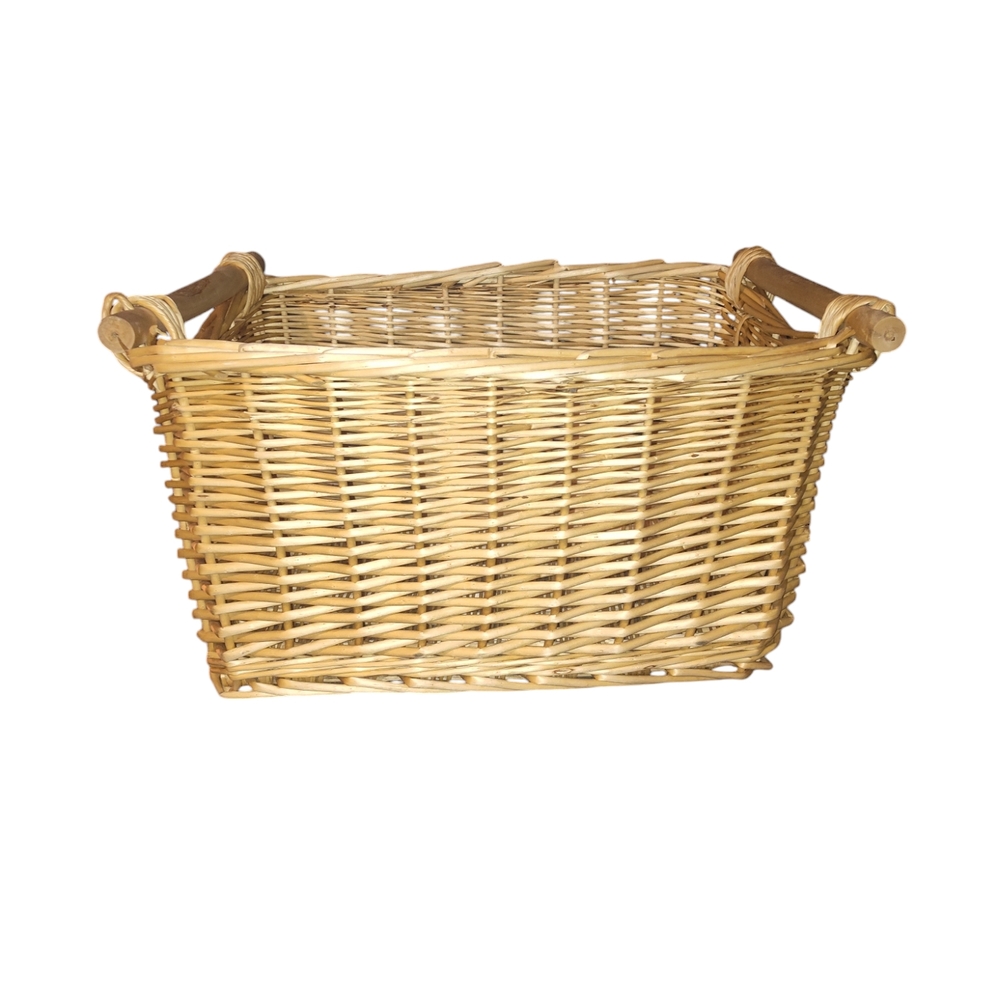 Vintage Large Natural Woven Wicker Basket